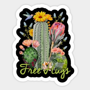 Cactus Free Hugs T-Shirt Cute Spiky Cactus Gift Sticker